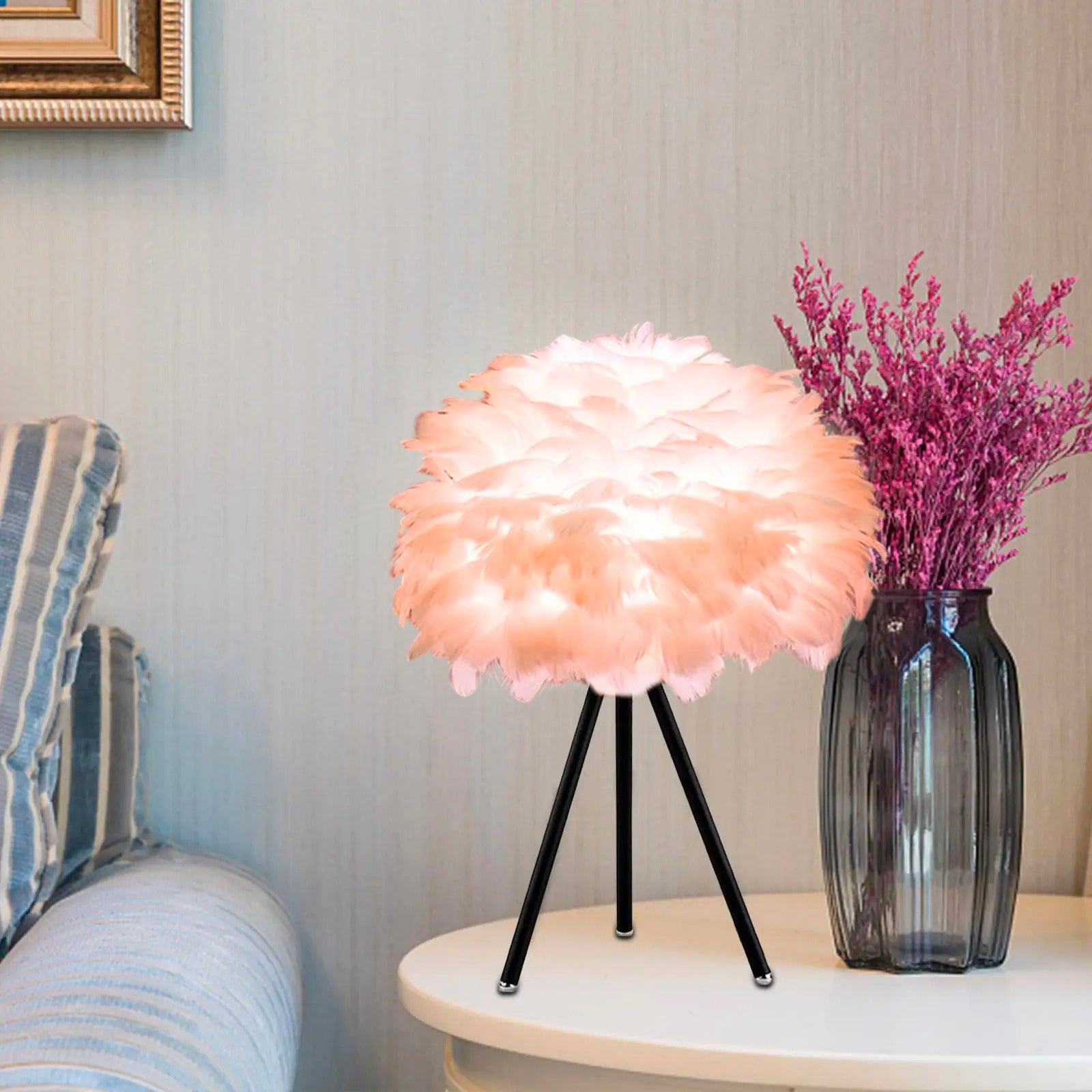 Lampe de chevet avec plume