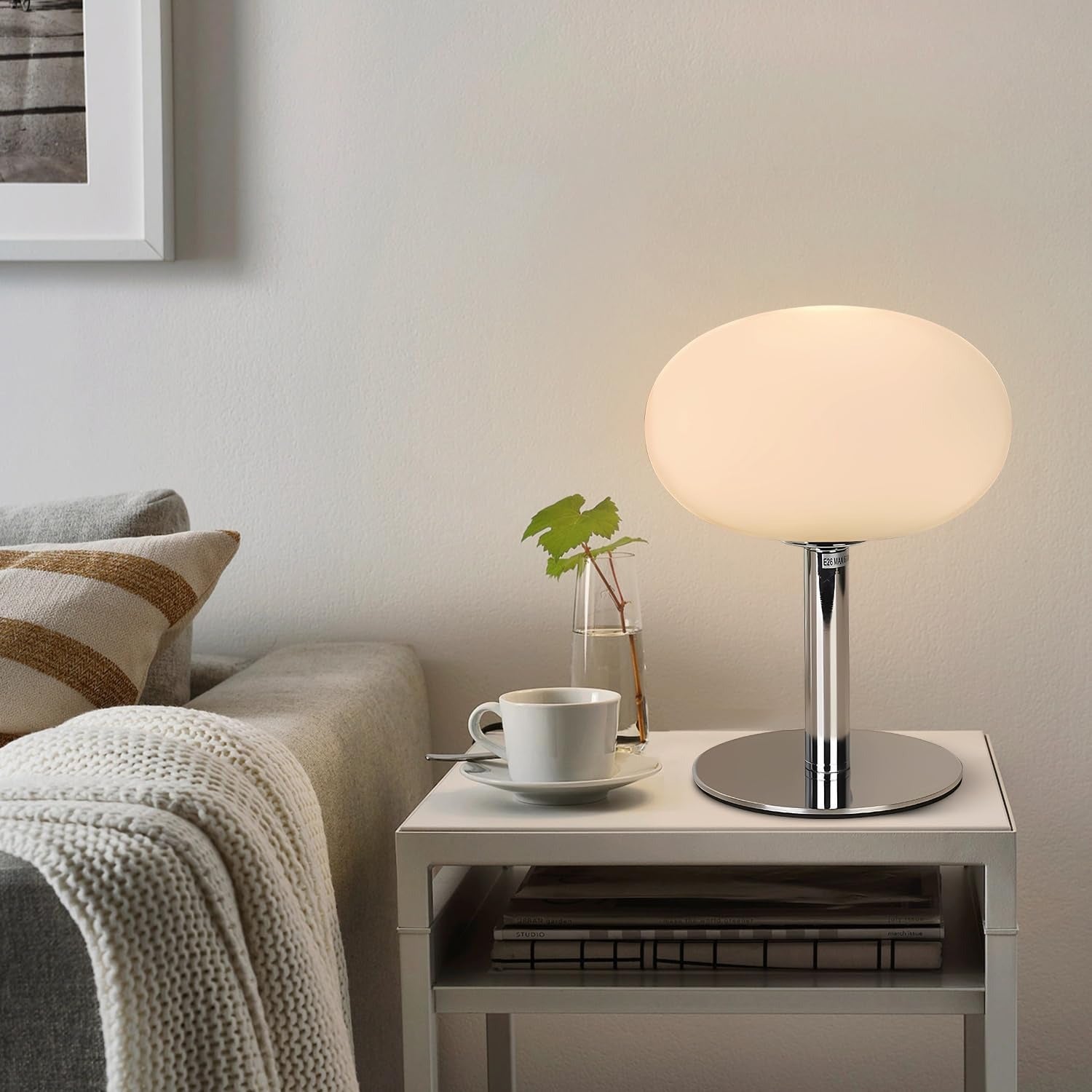 Lampe de chevet vintage globe en verre