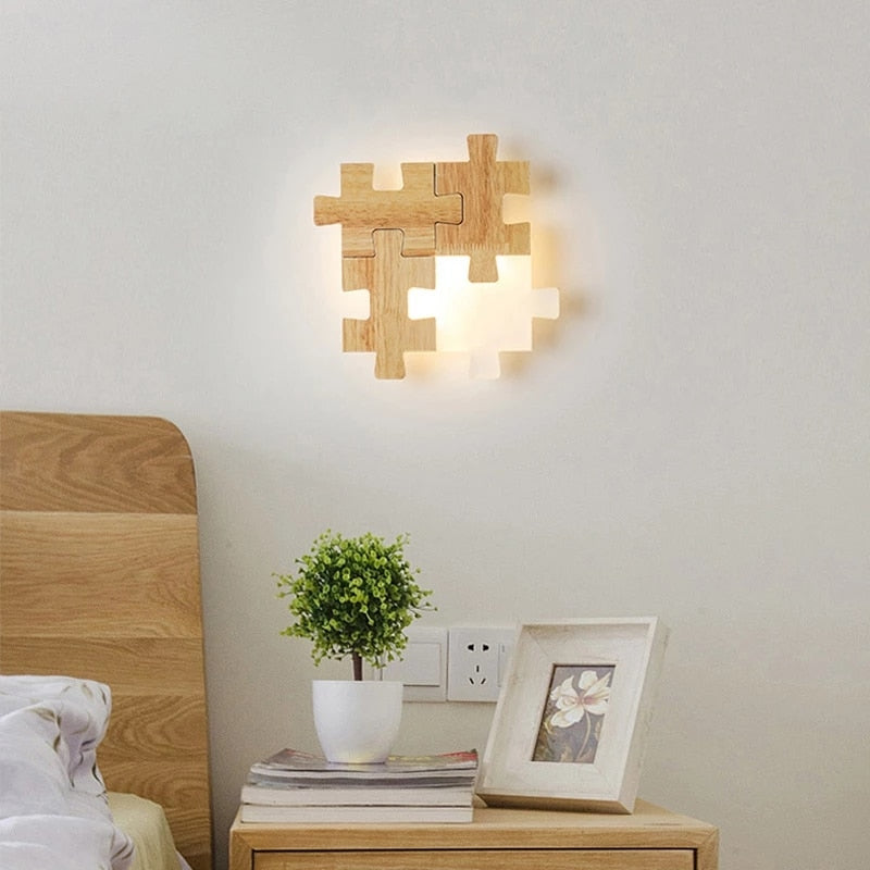 Applique murale bois puzzle
