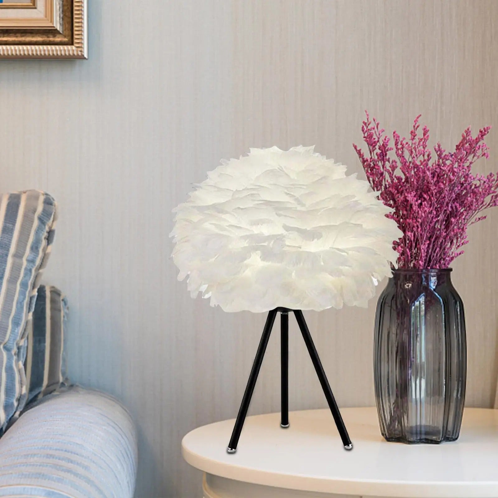 Lampe de chevet avec plume