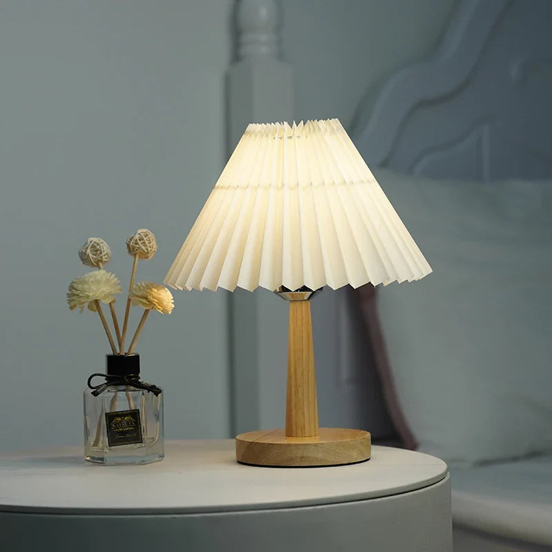 Lampe de chevet bois naturel blanc