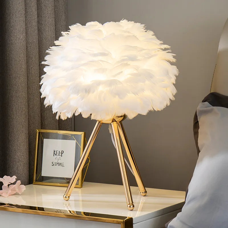 Lampe de chevet avec plume