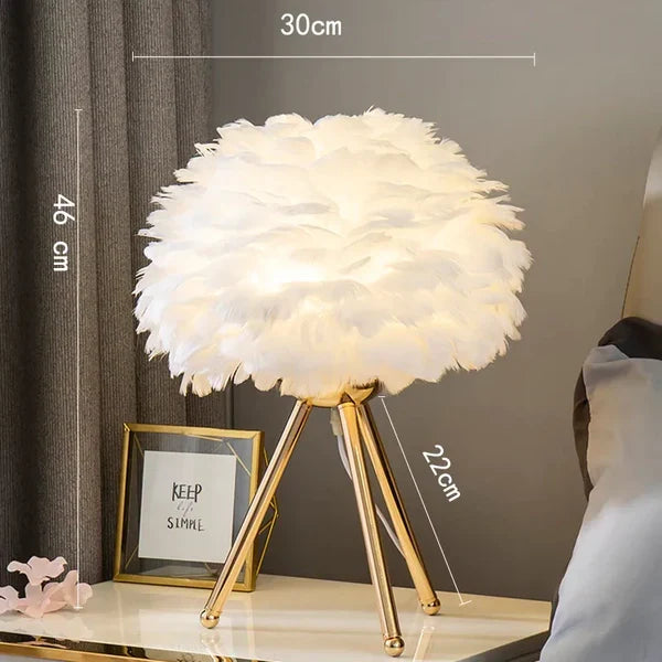 Lampe de chevet avec plume