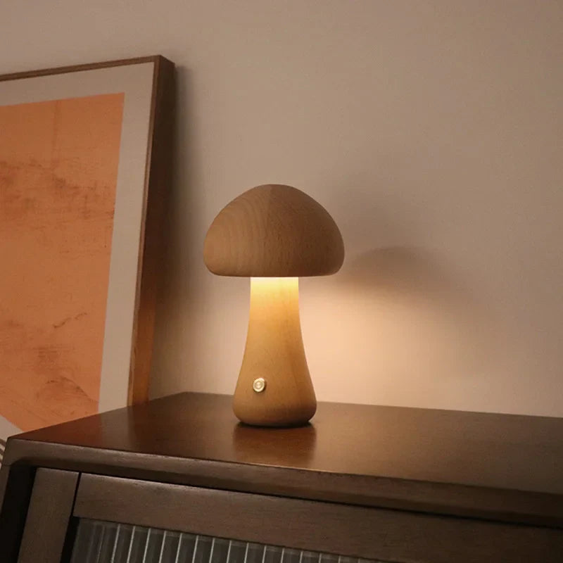 Lampe de chevet bois champignon