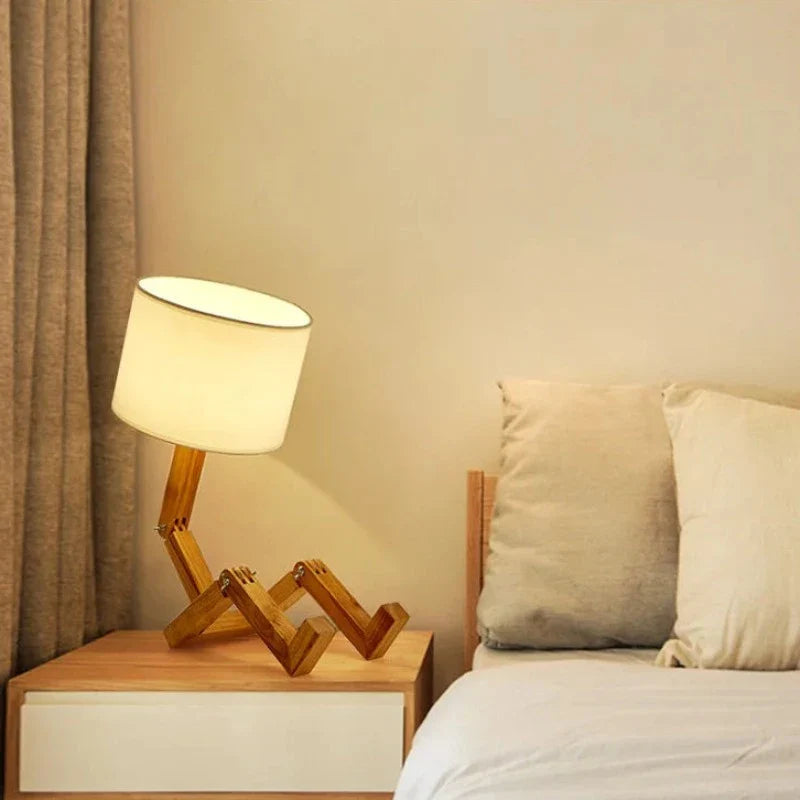 Lampe de chevet bois originale abat jour