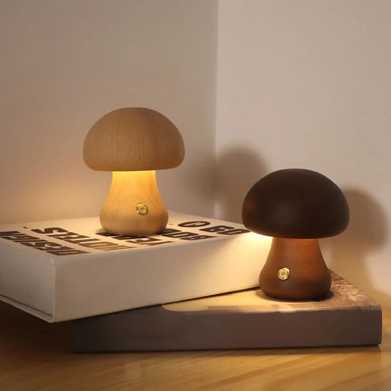 Lampe de chevet bois champignon