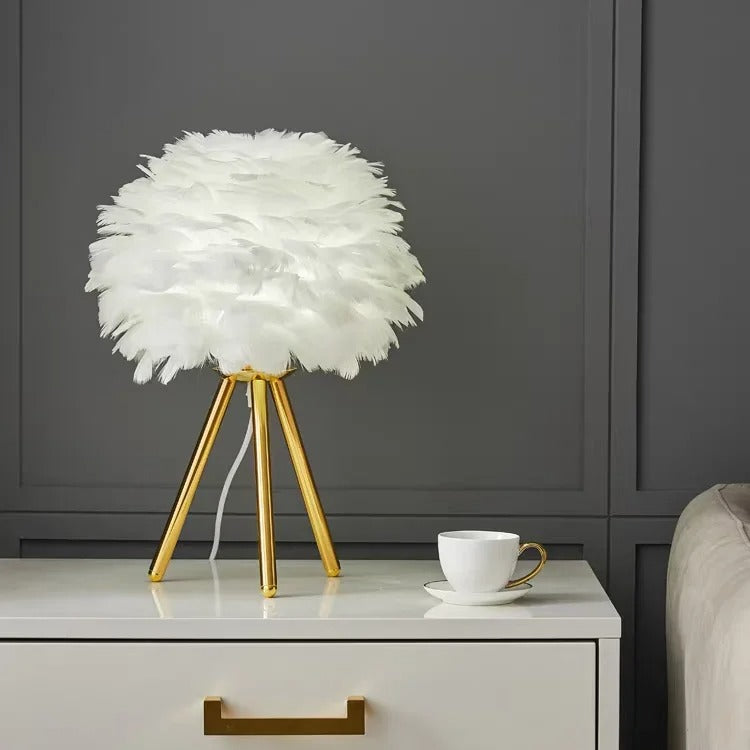 Lampe de chevet avec plume